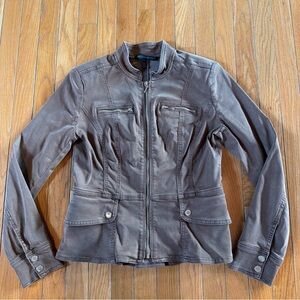 White House Black Market Women’s Sz 4 Brown Zip Front Jacket W/ Pockets Blazer